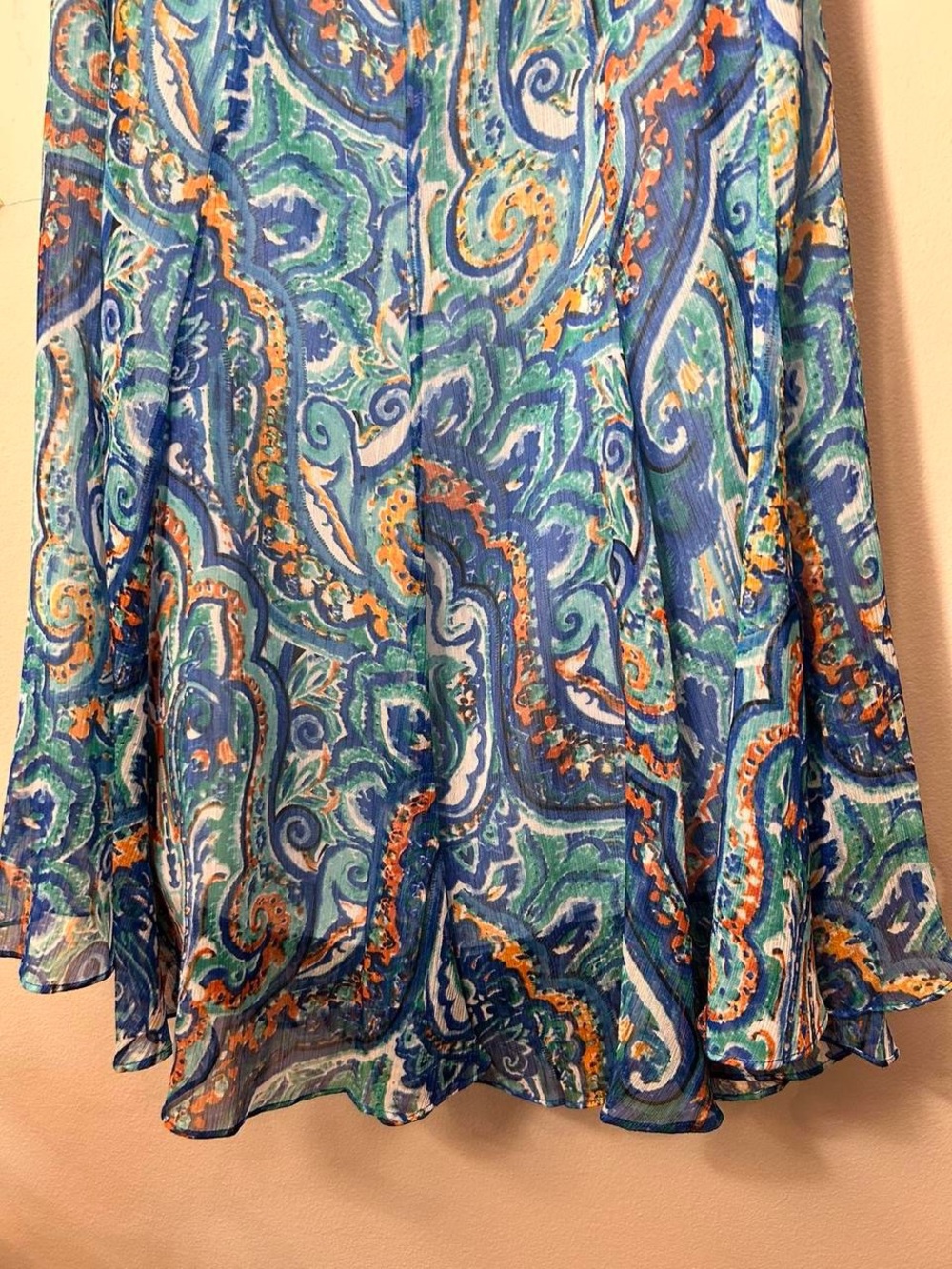 Lauren Ralph Lauren Blue Orange Paisley A-Line Midi Skirt Size 6 NWT - Picture 5 of 8